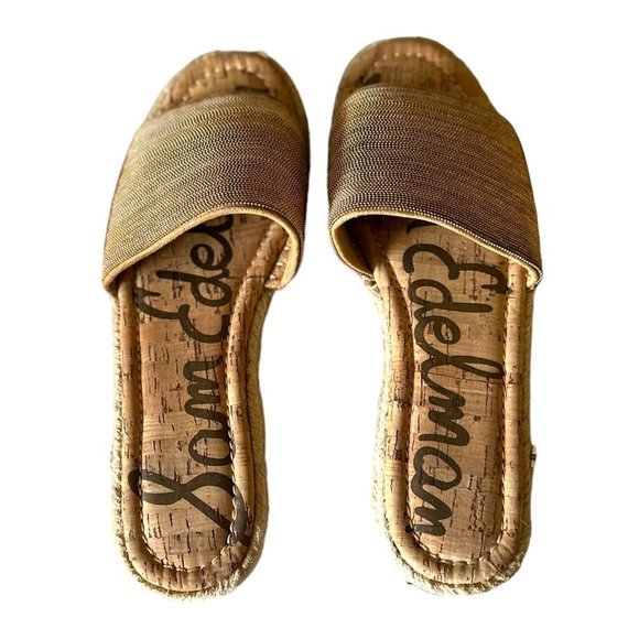 Sam Edelman Aluna Metallic Gold Slides 7.5M - Picture 3 of 9